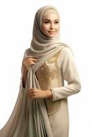 retrato hermosa mujer vistiendo hijab con ligero exposición hecho con generativo ai foto