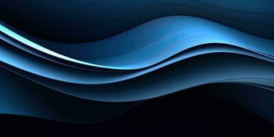 Layered style Dark blue paper waves abstract banner made with Generative AI photo