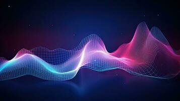 Wave points blue and pink big data visualization background made with Generative AI photo