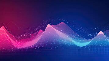 Wave points blue and pink big data visualization background made with photo