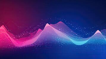 Wave points blue and pink big data visualization background made with Generative AI photo