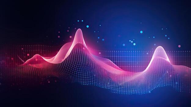 Wave points blue and pink big data visualization background made with photo