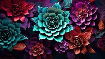 Close up kirigami style blossom floral bouquet decoration made with Generative AI photo