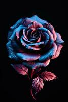 Close up kirigami style blossom floral single roses decoration made with Generative AI photo