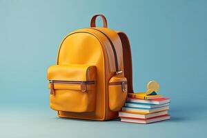 backpack with stationery a stack of books made with photo