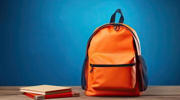 backpack with stationery a stack of books made with photo