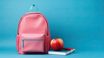 backpack with stationery a stack of books made with photo