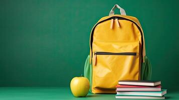 backpack with stationery a stack of books made with photo