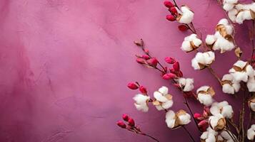 Fresh cotton flowers natural background photo