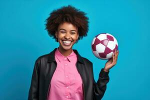 Girl with soccer ball photo