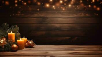 Wooden Christmas table photo