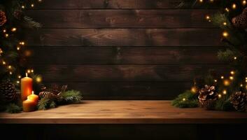 Wooden Christmas table photo