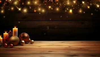 Wooden Christmas table photo