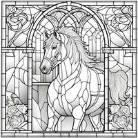 Stained Glass Horse Coloring Pages photo