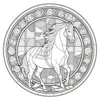 Stained Glass Horse Coloring Pages photo