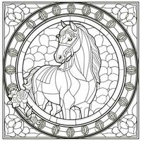 Stained Glass Horse Coloring Pages photo