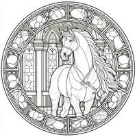 Stained Glass Horse Coloring Pages photo