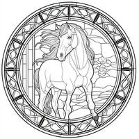 Stained Glass Horse Coloring Pages photo