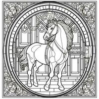 Stained Glass Horse Coloring Pages photo