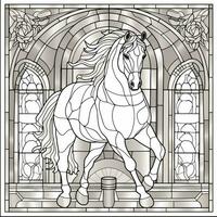 Stained Glass Horse Coloring Pages photo