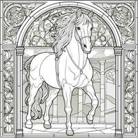 Stained Glass Horse Coloring Pages photo