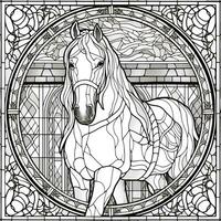 Stained Glass Horse Coloring Pages photo