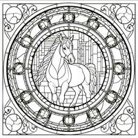 Stained Glass Horse Coloring Pages photo