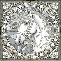 Stained Glass Horse Coloring Pages photo