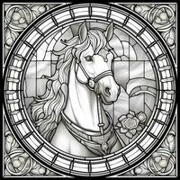 Stained Glass Horse Coloring Pages photo