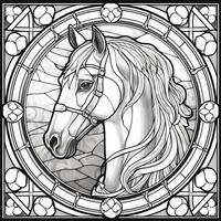 Stained Glass Horse Coloring Pages photo