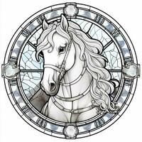 Stained Glass Horse Coloring Pages photo