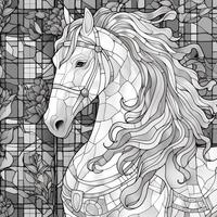 Stained Glass Horse Coloring Pages photo