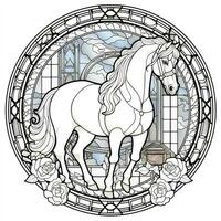 Stained Glass Horse Coloring Pages photo