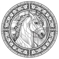 Stained Glass Horse Coloring Pages photo