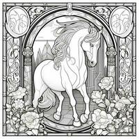 Stained Glass Horse Coloring Pages photo