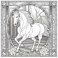 Stained Glass Horse Coloring Pages photo