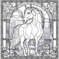 Stained Glass Horse Coloring Pages photo