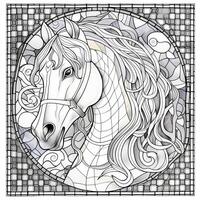 Stained Glass Horse Coloring Pages photo