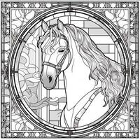 Stained Glass Horse Coloring Pages photo