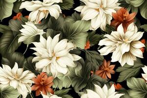 Seamless Botanical Pattern. Ai generative photo