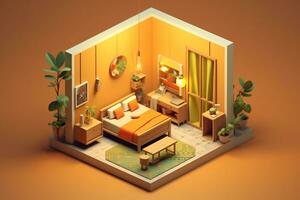 Cute 3D Room. Ai generative photo