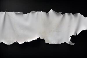 Torn Paper on Black Background. photo