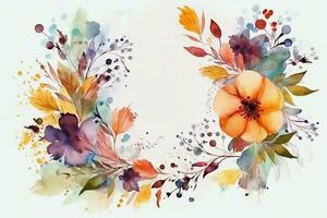 Watercolor Flowers Background. Ai generative photo