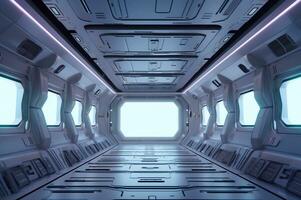 futurista astronave habitación. ai generativo foto