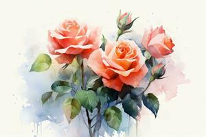 Watercolor Flower Art Wallpaper. Ai generative photo