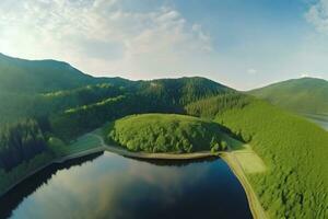 Aerial View Of Beautiful Nature. Ai generative photo