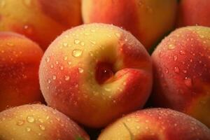 Fresh Peach Fruits. Ai generative photo