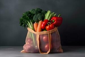 Fresh Vegetables In a Bag. Ai generative photo