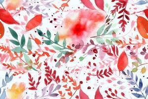 Watercolor Floral Seamless Pattern. Ai generative photo