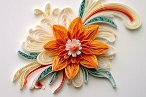 Quilling Flowers Art. Ai generative photo